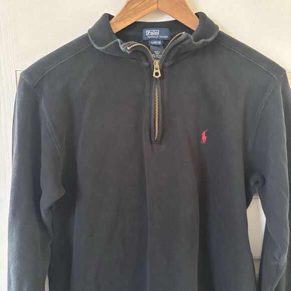 Polo Ralph Lauren Men Sweater Large 16/18 Blue 1/4 Zip Pullover Pony Logo Preppy - Picture 3 of 11